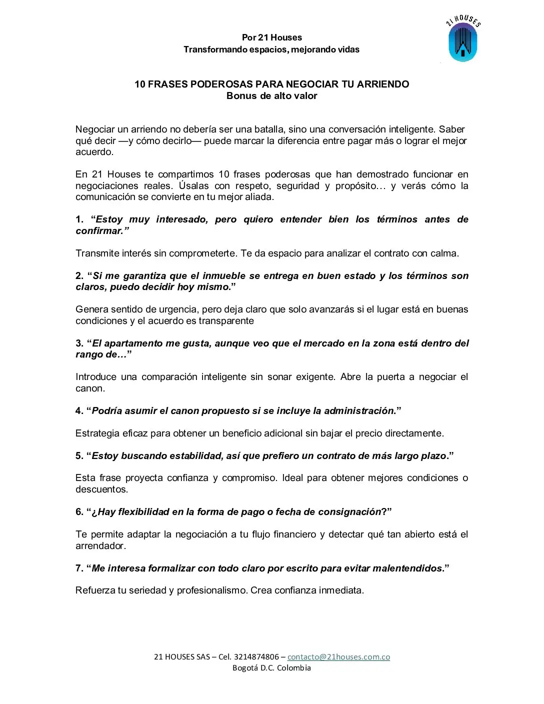 Portada: 10 frases poderosas para negociar tu arriendo